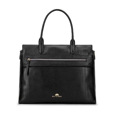 Damski kuferek ze skóry naturalnej o fakturze groszkowej czarny 101-4E-802-1