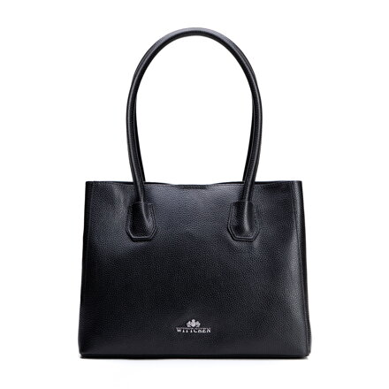 Dámska kožená aktovka trojpriehradová čierna a strieborná 100-4E-617-1S