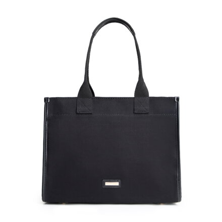 Damski kuferek ze wstawkami z ekoskóry czarny 101-4Y-429-1