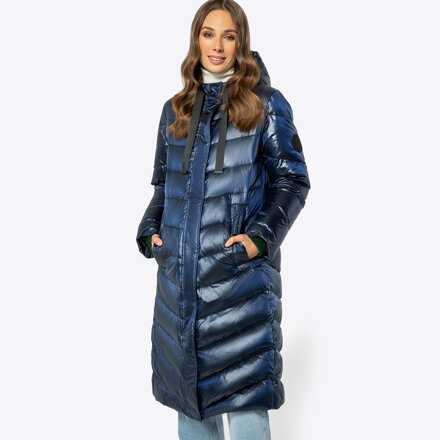 Damski płaszcz puchowy pikowany granatowy 99-9D-401-N