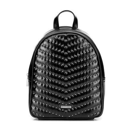 Damski plecak z imitacji skóry z dżetami czarno - grafitowy 101-4Y-425-G1