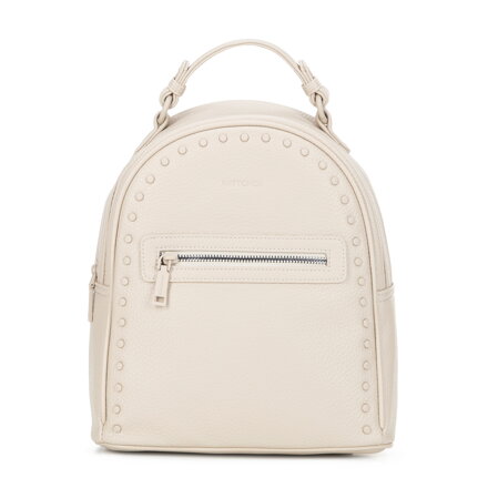 Damski plecak z imitacji skóry z jednolitymi dżetami kremowy 101-4Y-700-0