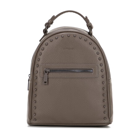 Damski plecak z imitacji skóry z jednolitymi dżetami ciemny beż 101-4Y-700-9