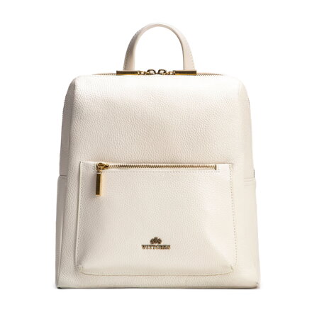 Dámsky batoh z pravej kože, krabicový, krémový 100-4E-226-0