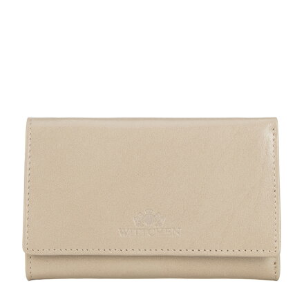 Dámska hladká kožená peňaženka stredná krémová 14-1-916-LB