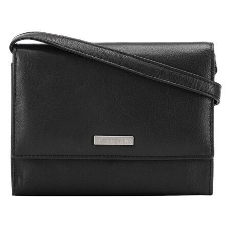 Damski portfelik crossbody ze skóry czarny 26-2-110-1