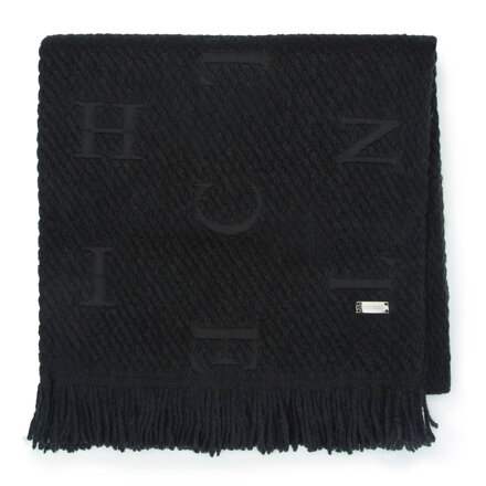 Damski szalik haftowany w litery czarny 93-7F-007-1