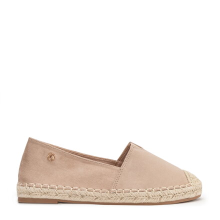 Damskie espadryle z plecionym noskiem beżowe 100-DP-805-9