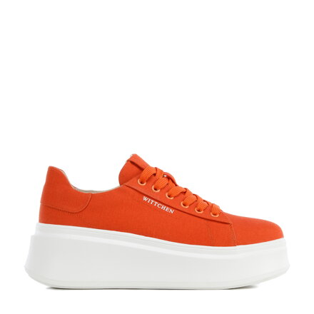 Damskie sneakersy na grubej podeszwie klasyczne pomarańczowe 96-D-962-6