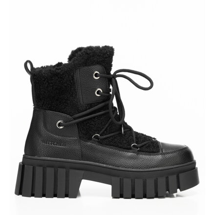 Damskie trapery z futerkiem czarne 101-DP-850-1