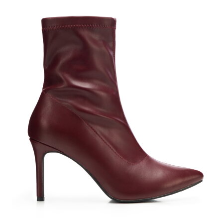 Dopasowane damskie botki na szpilce bordowe 101-DP-851-3