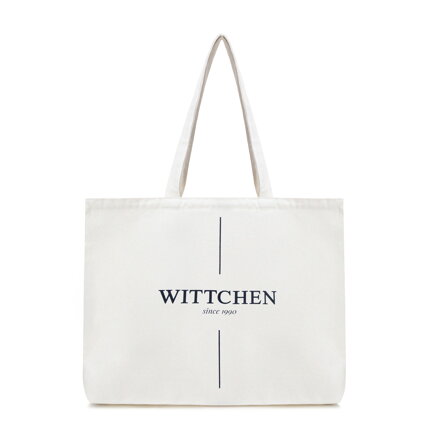 Duża torba płócienna z logo kremowo - granatowa 29-4-902-2X