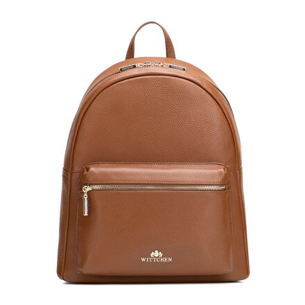 Duży plecak damski ze skóry naturalnej groszkowej jasny brąz 102-4E-621-5