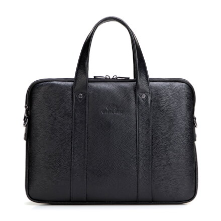 Dwukomorowa torba na laptopa 15” ze skóry naturalnej czarna 29-3U-300-1
