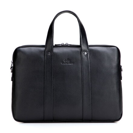 Dwukomorowa torba na laptopa 15,6” ze skóry naturalnej czarna 29-3U-301-1