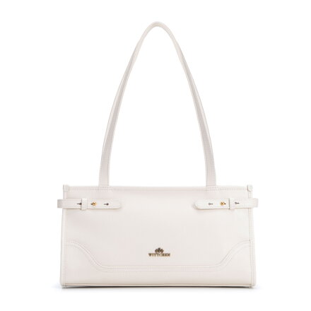 Elegancka bagietka damska ze skóry naturalnej złamana biel 103-4E-610-0