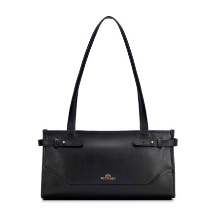 Elegancka bagietka damska ze skóry naturalnej czarna 103-4E-610-1