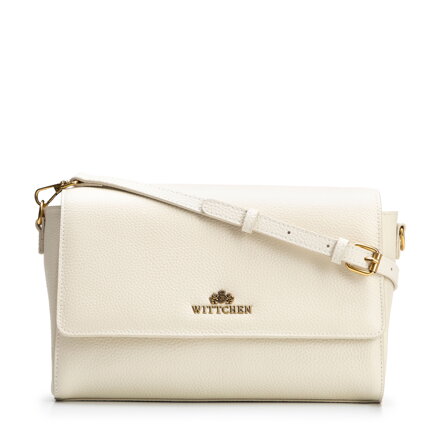 Elegancka listonoszka ze skóry naturalnej kremowa 102-4E-211-0