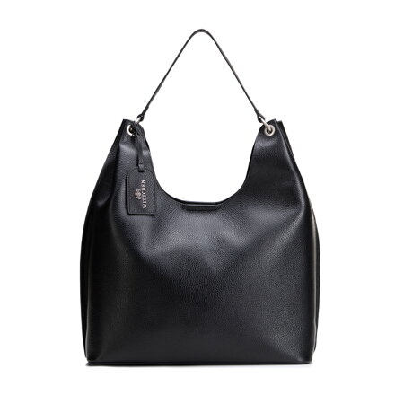 Elegancka shopperka ze skóry naturalnej z subtelnymi detalami czarna 101-4E-213-1