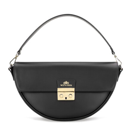 Elegancka torebka na ramię ze skóry naturalnej czarna 102-4E-002-1