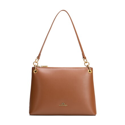 Elegancka torebka na ramię ze skóry naturalnej brązowa 102-4E-612-5