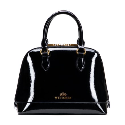 Elegancki kuferek ze skóry lakierowanej czarny 102-4E-201-1