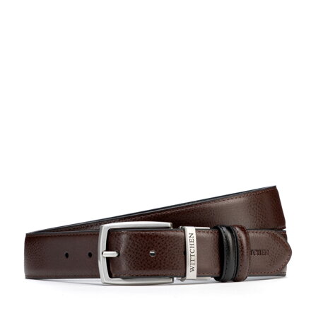 Elegancki męski dwustronny pasek ze skóry naturalnej brązowo - czarny 103-8M-918-4