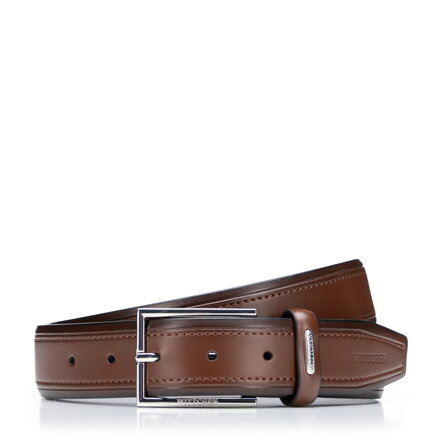 Elegancki pasek męski ze skóry naturalnej ciemny brąz 101-8M-206-4