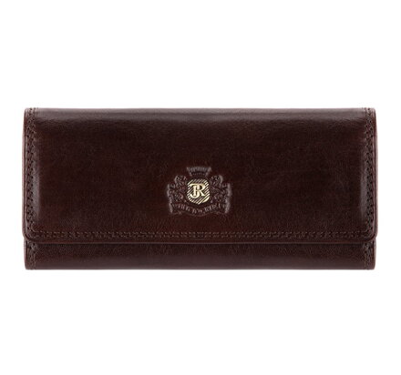Etui na klucze skórzane z monogramem brązowe 39-2-098-3
