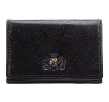 Etui na wizytówki skórzane z monogramem czarne 39-2-101-1