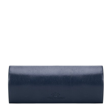 Etui na okulary ze skóry proste granatowe 21-2-164-NL