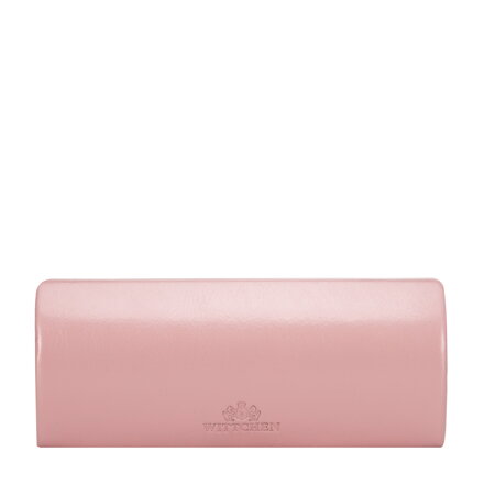 Etui na okulary ze skóry proste różowe 21-2-164-RL