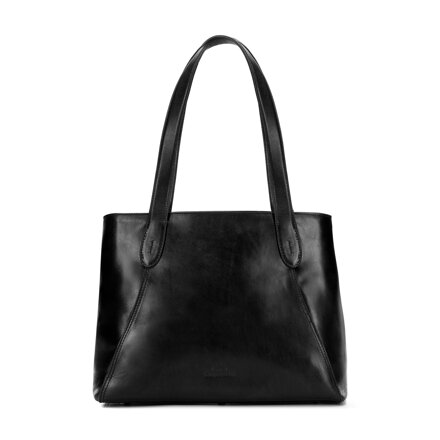 Klasyczna damska shopperka ze skóry naturalnej czarna 101-4E-810-1