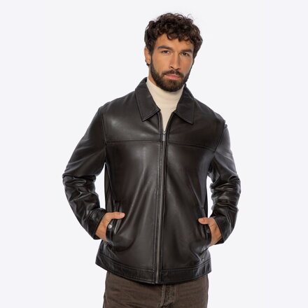 Klasyczna męska kurtka ze skóry naturalnej brązowa 101-09-853-4