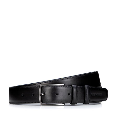 Klasyczny męski pasek ze skóry naturalnej czarny 101-8M-213-1