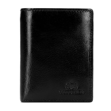 Klasyczny męski portfel ze skóry naturalnej z logo czarny 21-1-009-L10