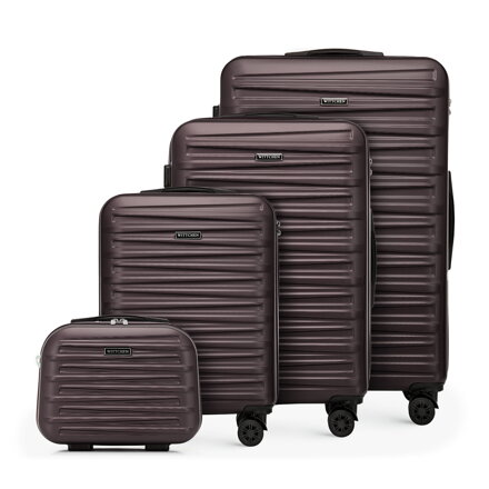 Komplet walizek z ABS-u w poziome tłoczenie brązowy 56-3A-00K-44