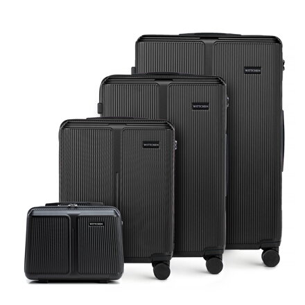 Komplet walizek z ABS-u w drobne paski czarny 56-3A-60K-10