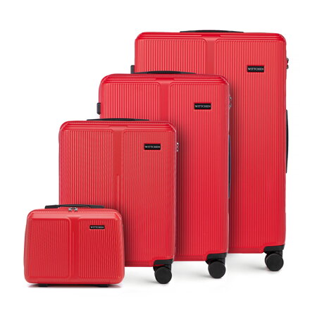 Komplet walizek z ABS-u w drobne paski czerwony 56-3A-60K-30