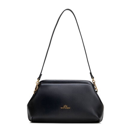 Kopertówka ze skóry naturalnej z łańcuszkiem czarna 102-4E-613-1