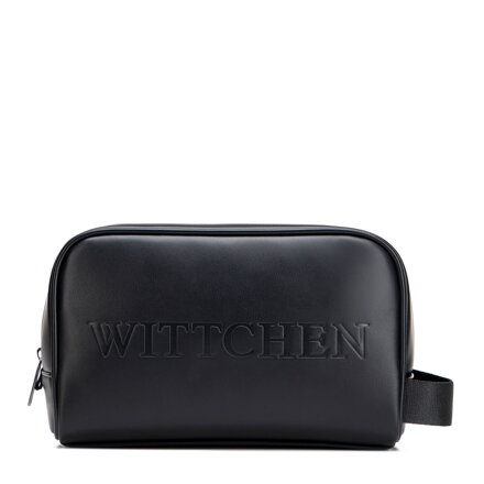 Kosmetyczka z imitacji skóry z logo czarna 29-3Y-900-1