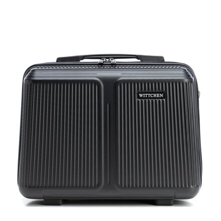 Kosmetyczka z ABS-u w drobne paski czarna 56-3A-604-10