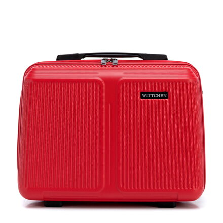 Kosmetyczka z ABS-u w drobne paski czerwona 56-3A-604-30