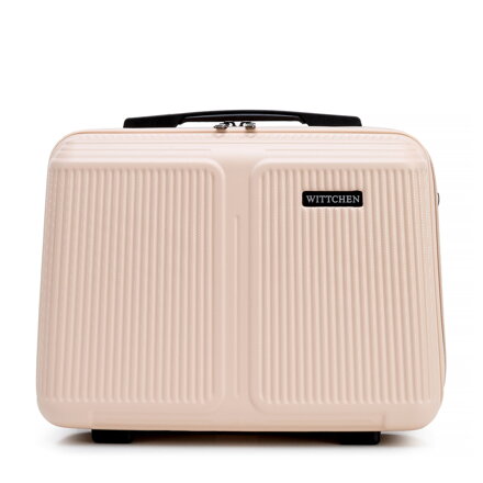 Kosmetyczka z ABS-u w drobne paski pudrowy róż 56-3A-604-34P