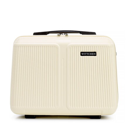 Kosmetyczka z ABS-u w drobne paski kremowa 56-3A-604-89