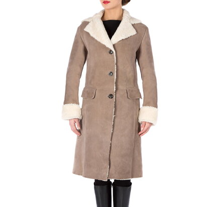 Kożuch damski z wykładanym kołnierzem 81-9S-507-5