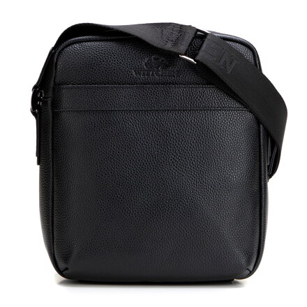 Męska listonoszka ze skóry naturalnej groszkowej czarna 29-4U-306-1