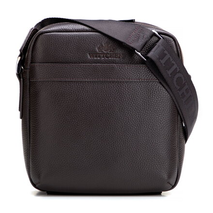 Męska listonoszka ze skóry naturalnej groszkowej brązowa 29-4U-307-4