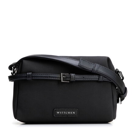 Listonoszka z imitacji skóry z dekoracyjnym paskiem czarno - srebrna 101-4Y-420-1S