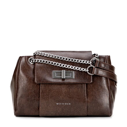 Listonoszka z imitacji skóry z łańcuszkiem brązowa 101-4Y-410-4